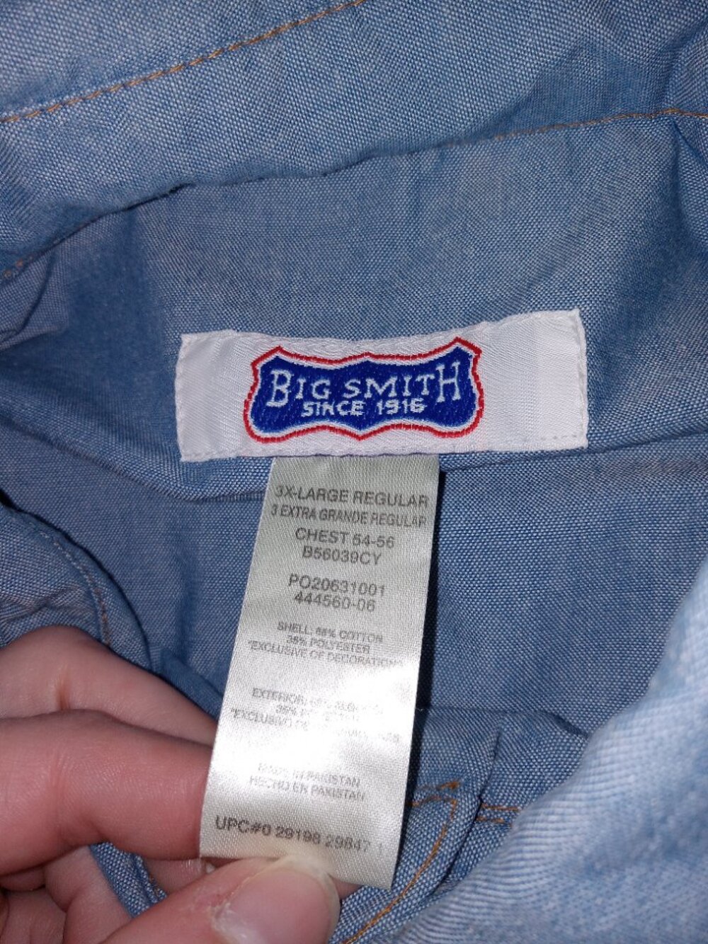 Vintage Big Smith Chambray Cowboy Western Pearl Snap Work Rancher Shirt 3XL - Picture 8 of 12